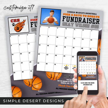 calendar fundraiser template for basketball teams and competitive basketball clubs